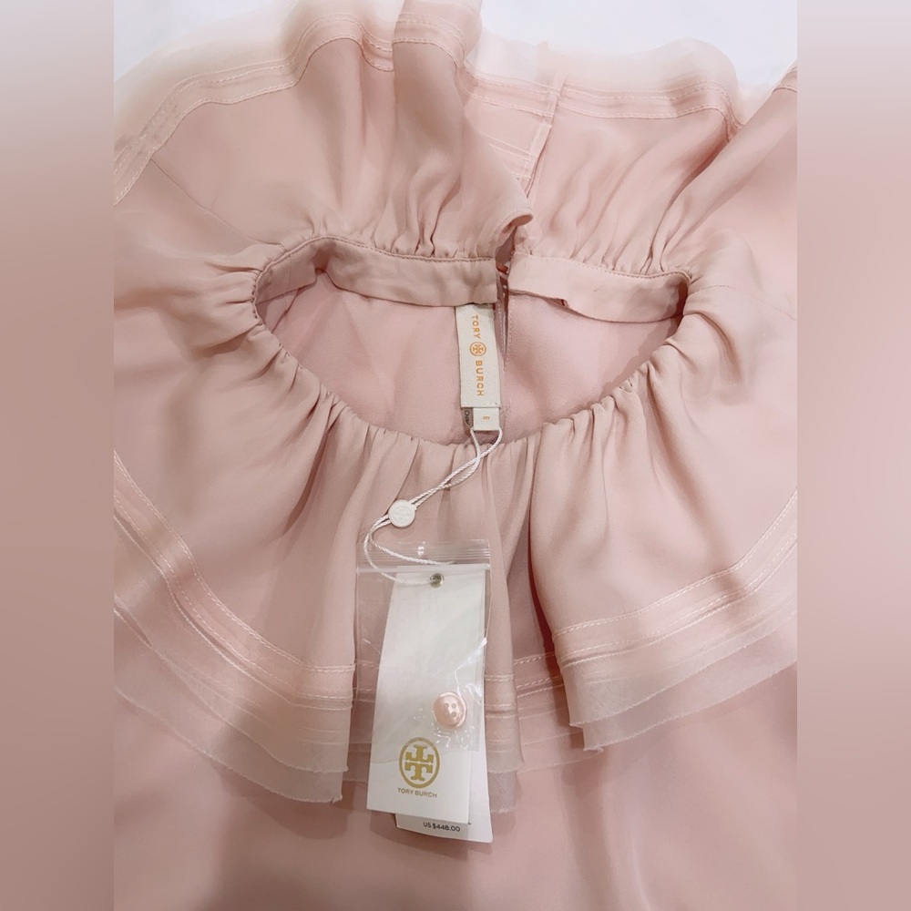 NWT Tory Burch Ruffle Silk Sleeve Blouse Top In Pink - Picture 5 of 5